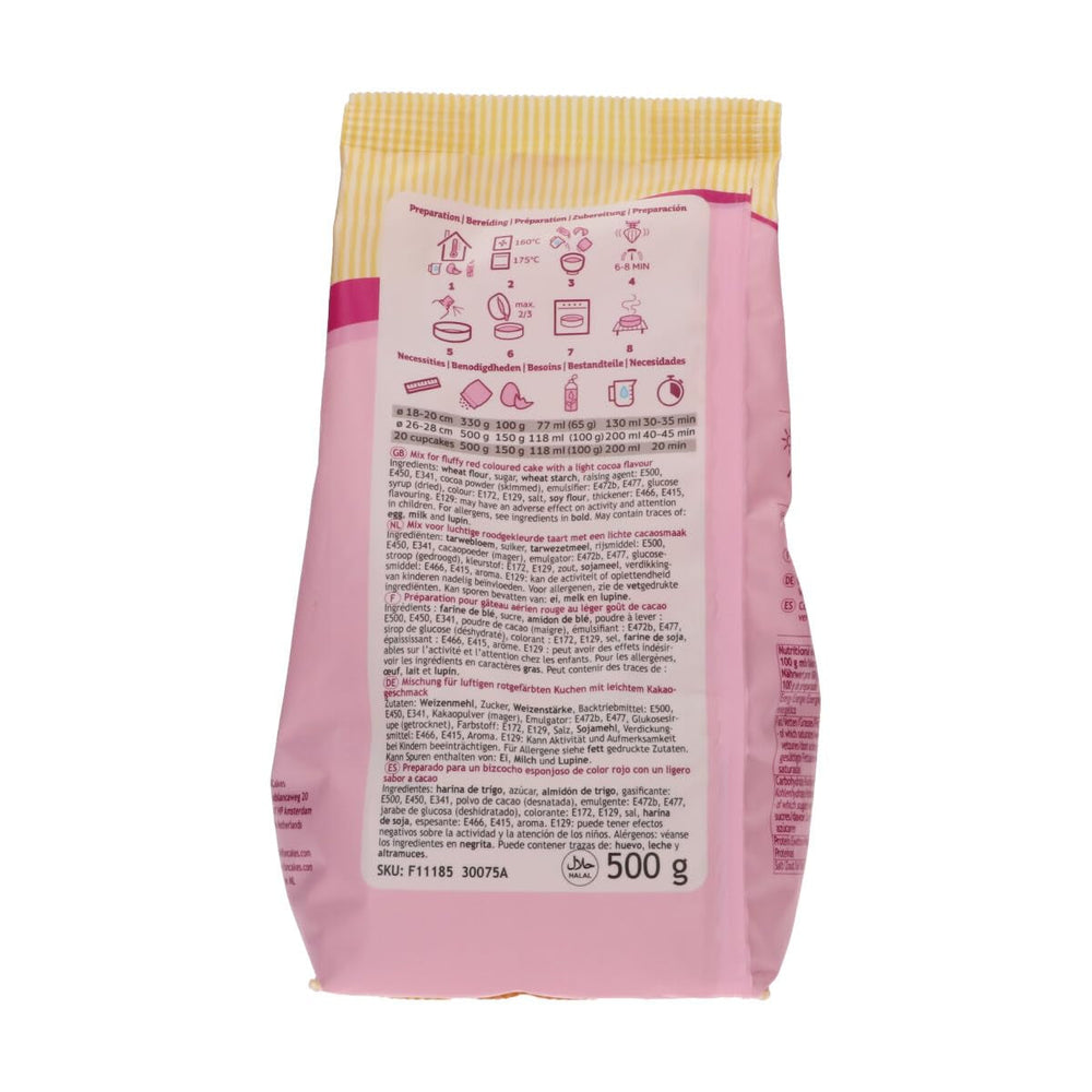 Mezcla de Funcakes para pastel Red Velvet: Einfach Zu Berübenender, Schön Weicher Und Flauschiger Kuchen Mit Leichtem Schokoladengeschmack, Auch Für Cupcakes Aus Rotem Samt Geeignet, Halal. 500 G. Mezcla para hornear y cocinar Naty Shop