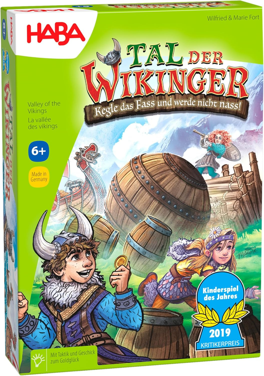 HABA Valley of the Vikings - Juego de mesa de destreza rápida a partir de 6 años para 2-4 jugadores - Tablero de juego XXL y barcos vikingos 3D - Fomenta la táctica y el coraje - 1304697001