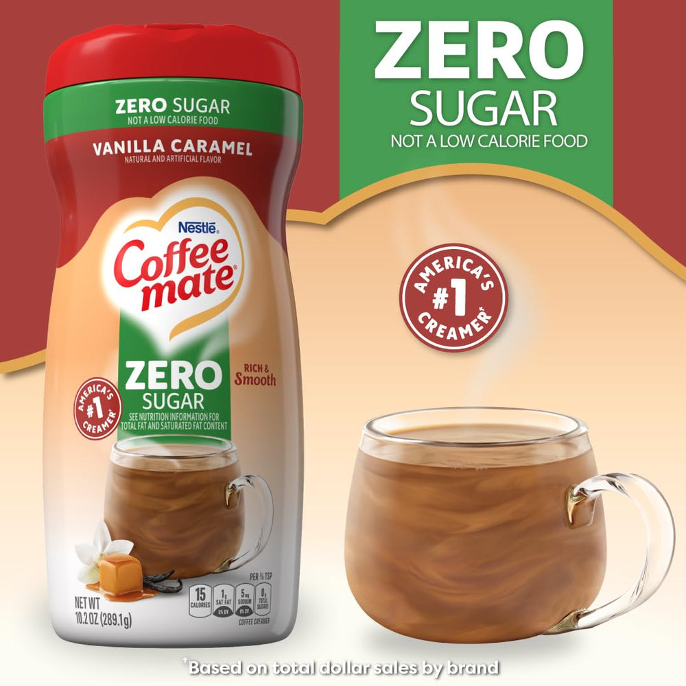 Coffee-Mate Vanilla Caramel, crema para café en polvo sin azúcar, Kaffeesahne Pulver - Vanille Karamell - ¡OHNE ZUCKER! de estados unidos