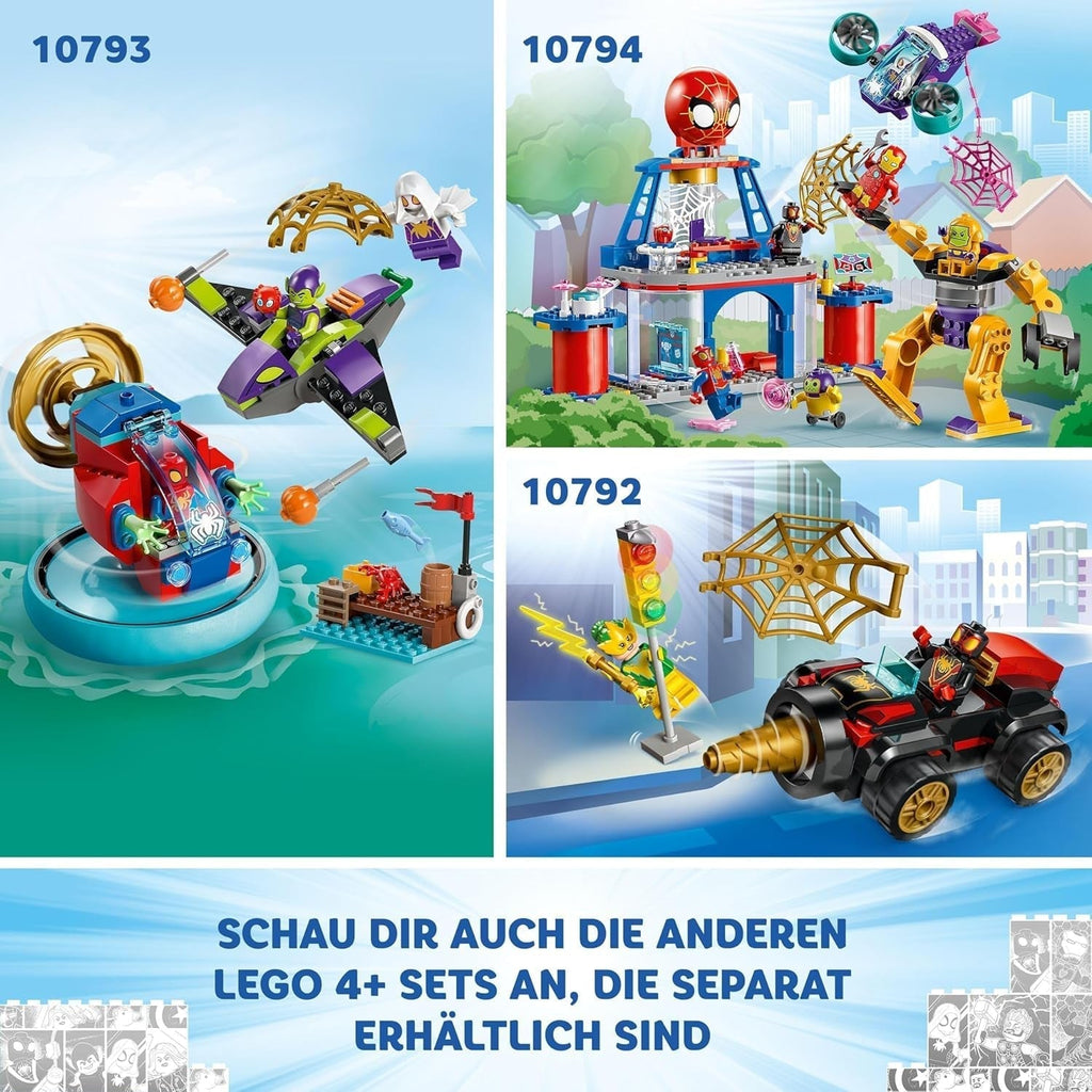 LEGO Marvel Sediul central al echipei lui Spidey, Spider-Man jucărie cu vehicul și Mech, cadou pentru băieți și fete de la 4 ani, care sunt fani ai serialului TV Spidey și super prietenii săi 10794 Seturi de constructie Besuche den LEGO-Store