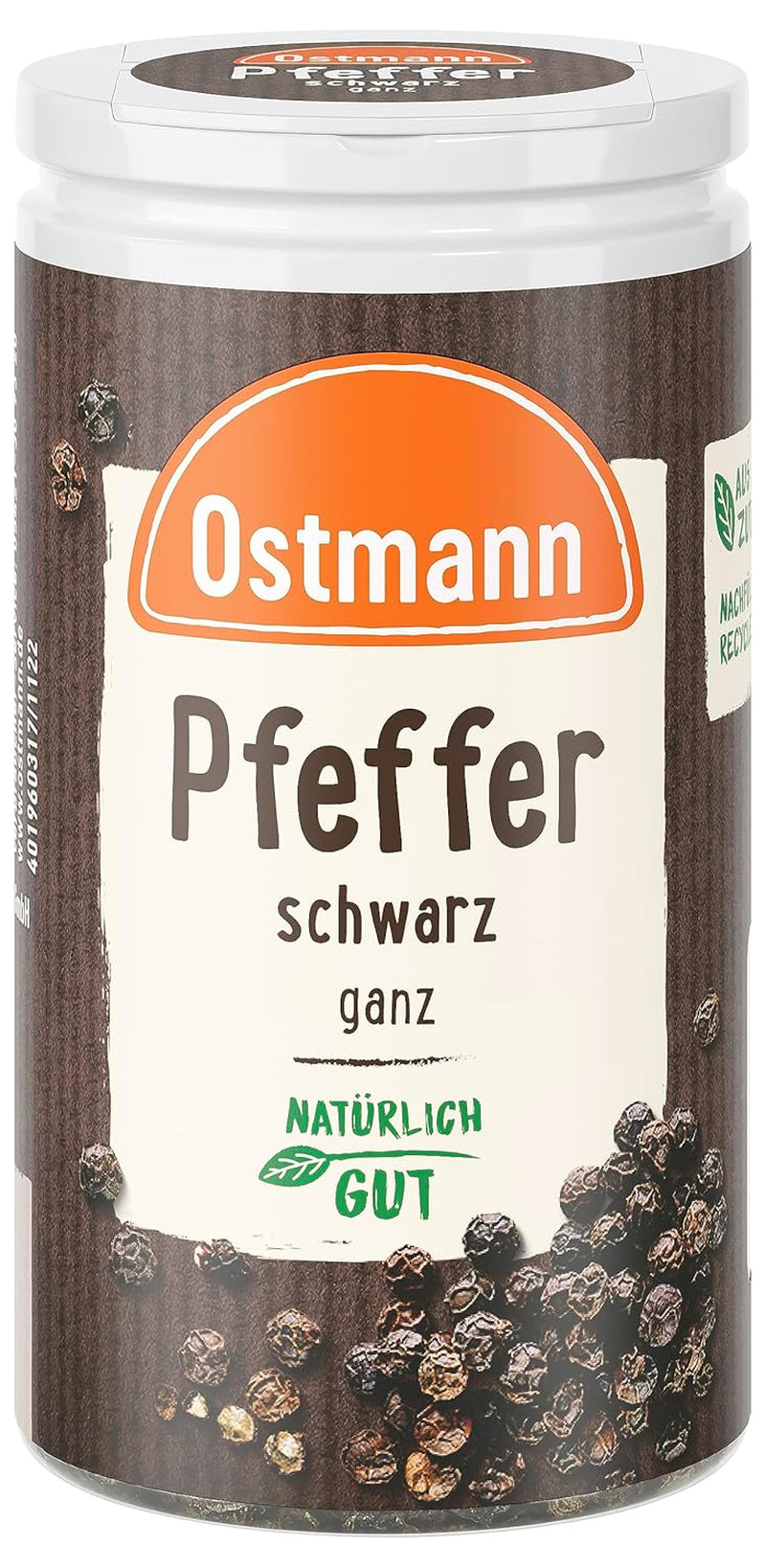 Ostmann Gewürze - Pfeffer schwarz ganz | 40 g en Der Streudose