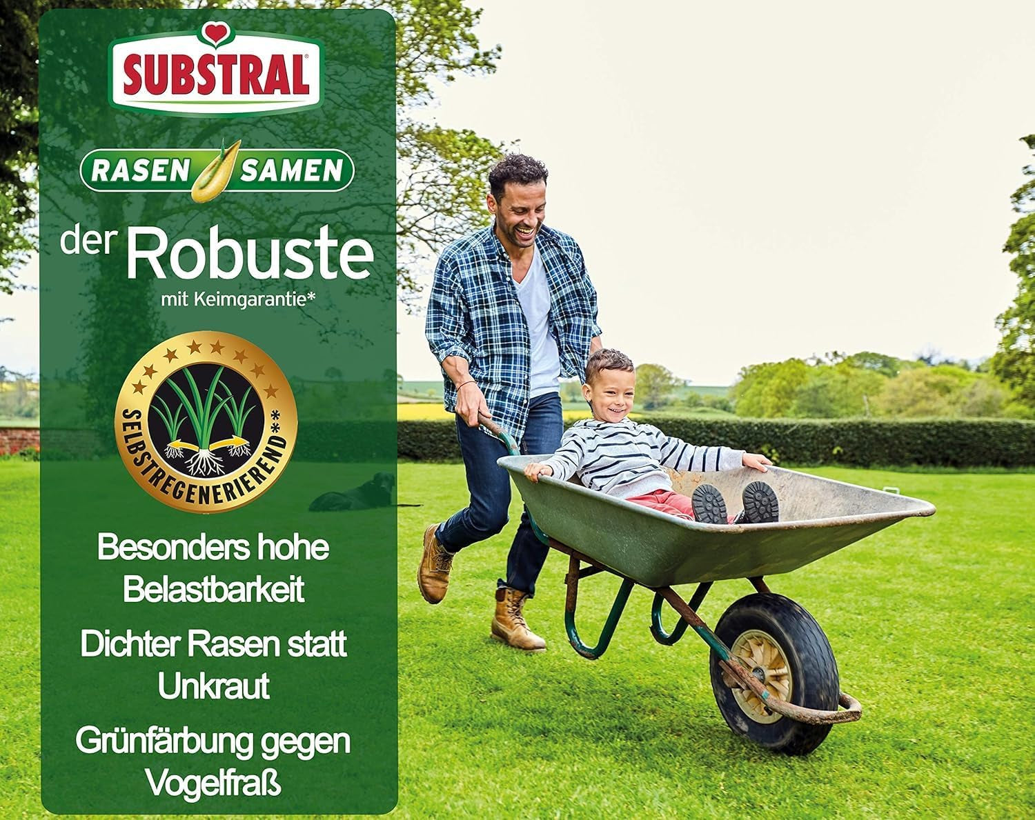 Substral Rasensamen Der Robuste, 1 Kg Für 50 M² - Sport- Und Spielrasen, Einzigartige Strapazierrasen-Mischung