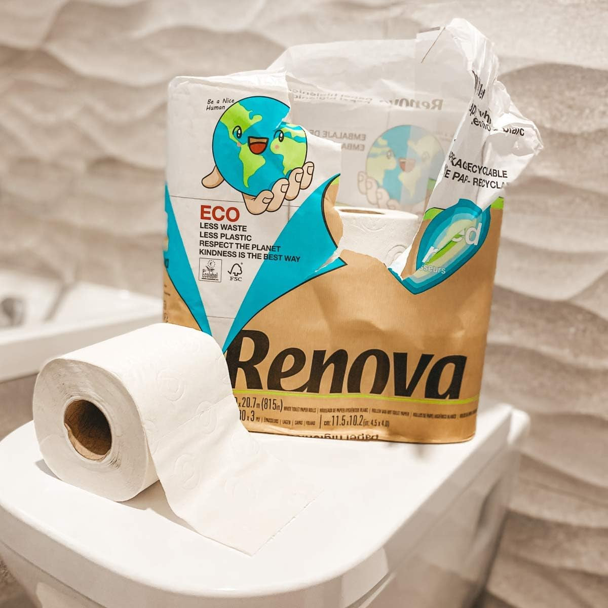 Hârtie igienică Renova 100% RECICLATĂ 9 role, albă, normală