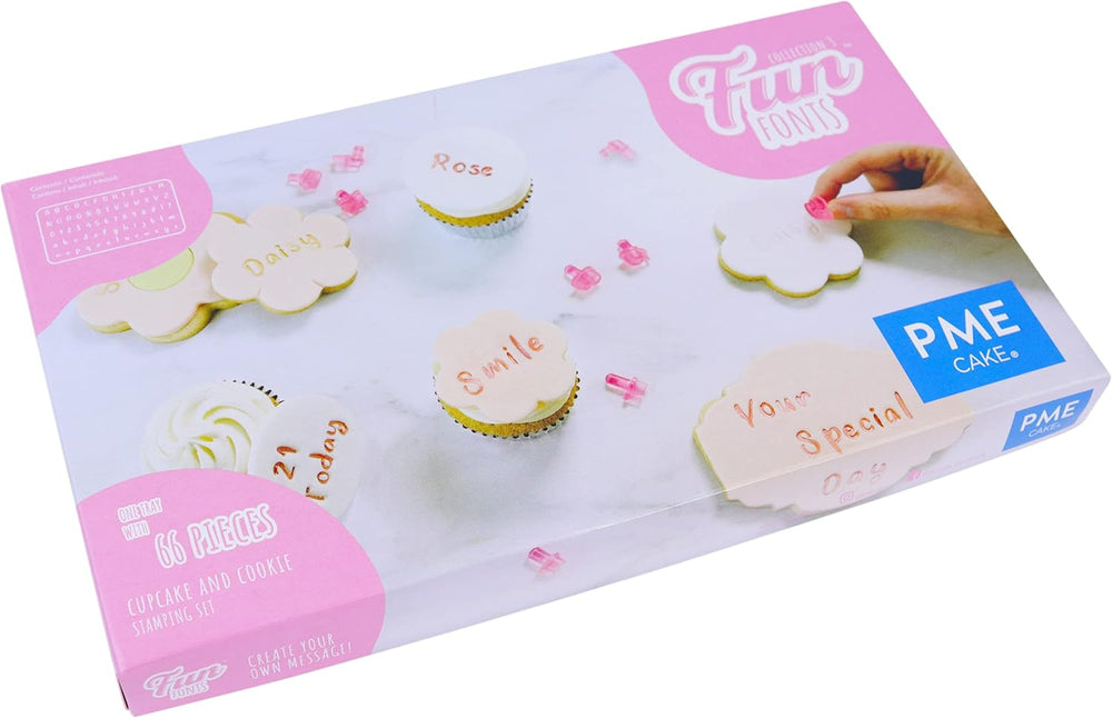 FF60 Fun Fonts-Juego de estampados para cupcakes y galletas para diseño de pasteles, 66 piezas, colección 3, plástico