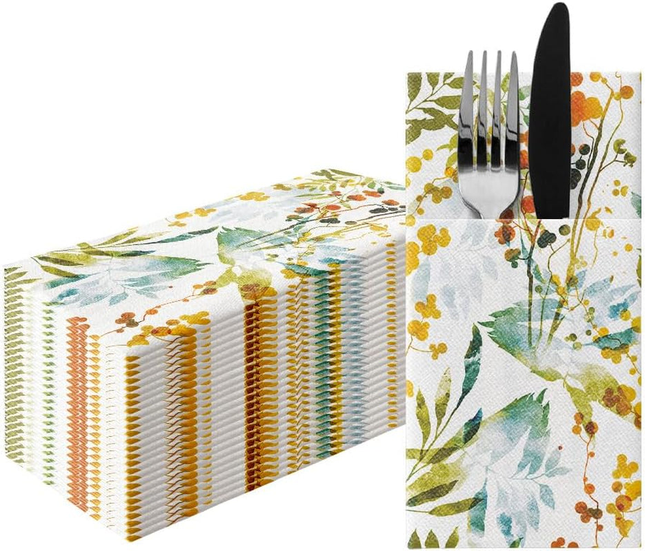 PAW - Șervețele pentru tacâmuri Airlaid - Fabric-like (1/8 fold) | 25 bucăți | Ideal pentru nuntă, botez, comuniune, aniversare | Saci de șervețele pentru tacâmuri | Bej