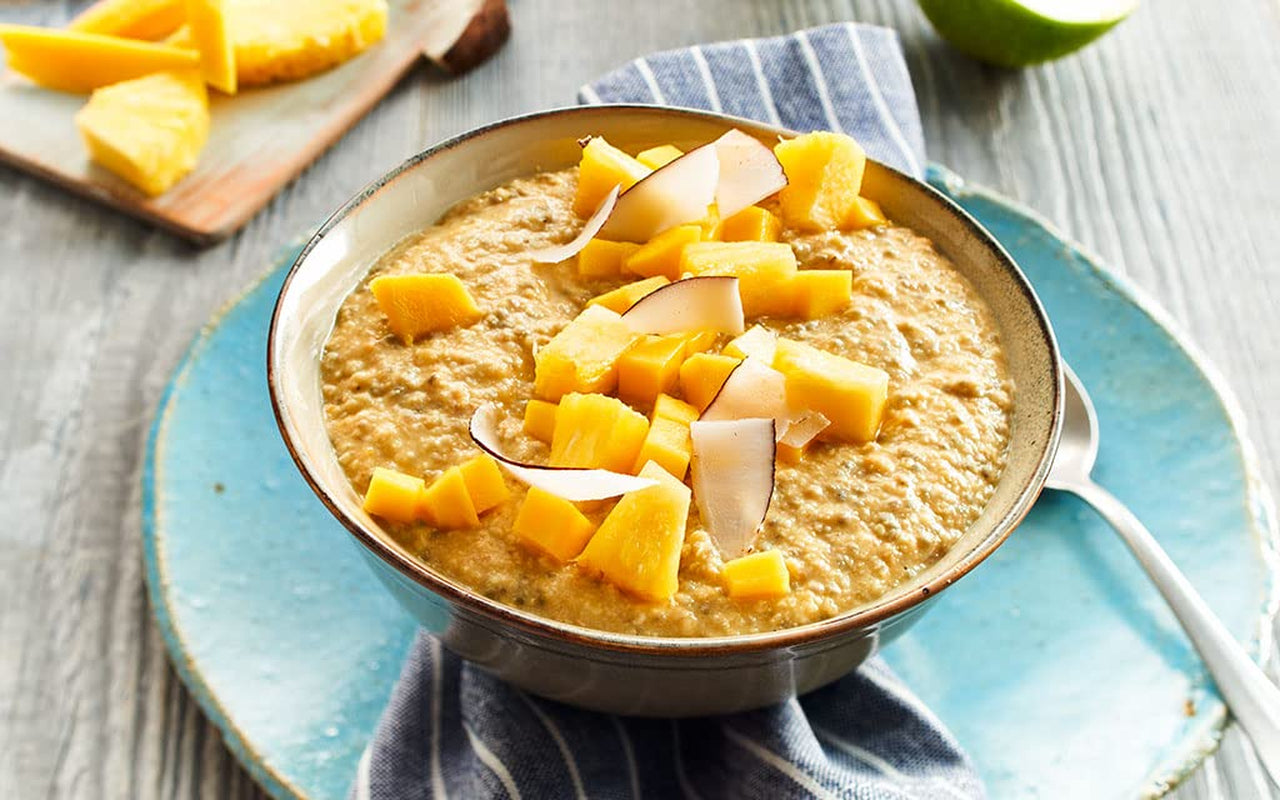 RUF Smoothie Bowl Tropilicious Mango Maracuyá Avena Desayuno Snack Rápido y Fácil Vegano 1 Bolsa x 50g (Paquete de 3)