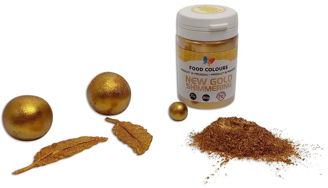 Glitter comestibil cu efect metalic, New Gold Shimering, 20 grame Glitter Naty Shop
