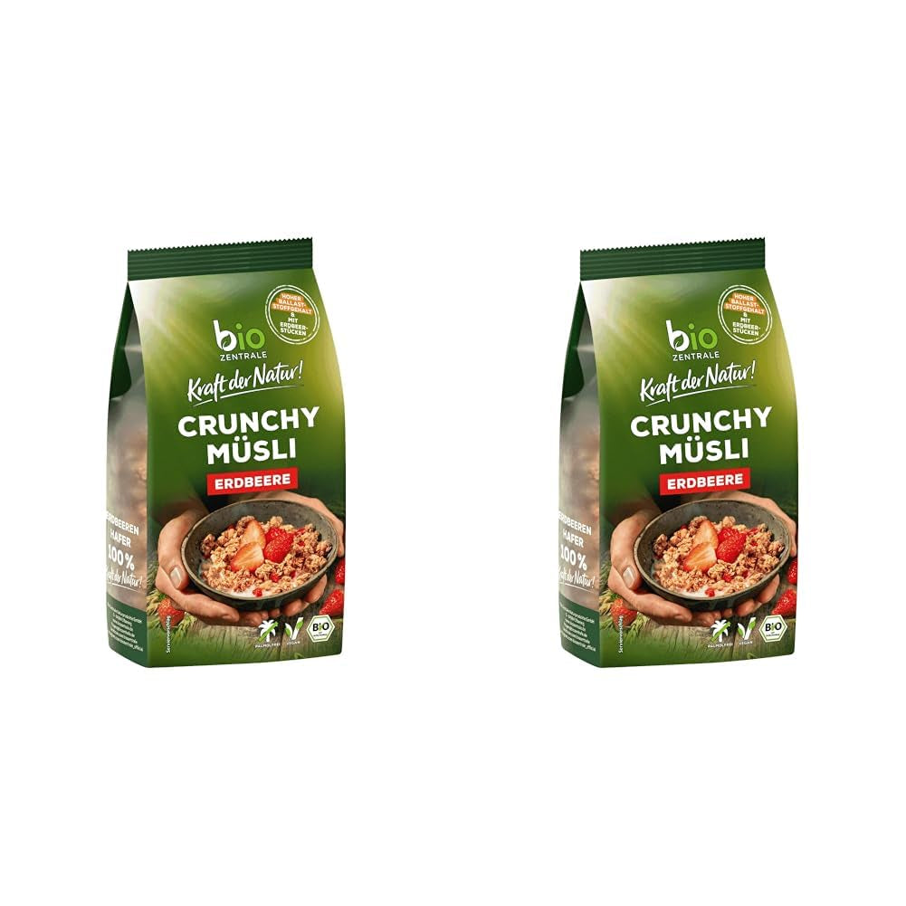 Muesli crujiente con frutos rojos Biozentrale | 375 g Muesli ecológico | Ideal para el desayuno y tu taza de muesli para llevar | Una alternativa a las barritas de muesli