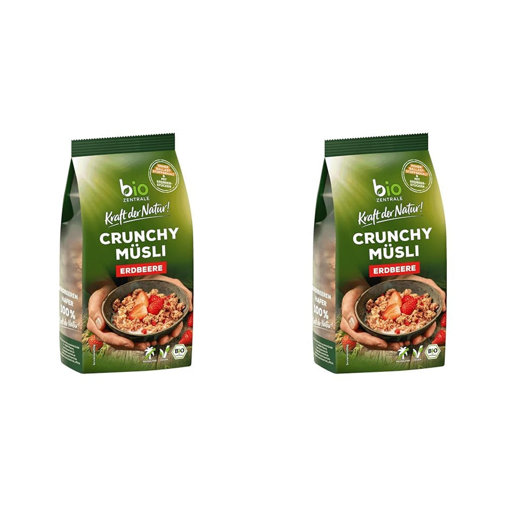Muesli crujiente con frutos rojos Biozentrale | 375 g Muesli ecológico | Ideal para el desayuno y tu taza de muesli para llevar | Una alternativa a las barritas de muesli