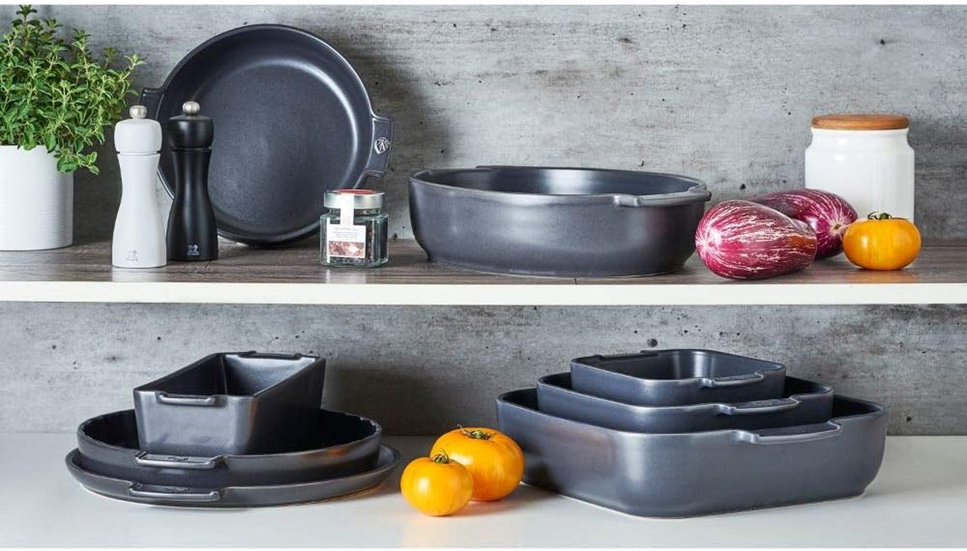Peugeot Appolia Rechteckige Auflaufform Mit Griffen, Keramik, Schiefer / Grau, 7,2X31X21,7 Cm, Fassungsvermögen: Ca. 2 L, 60060 Moldes y bandejas para horno Naty Shop