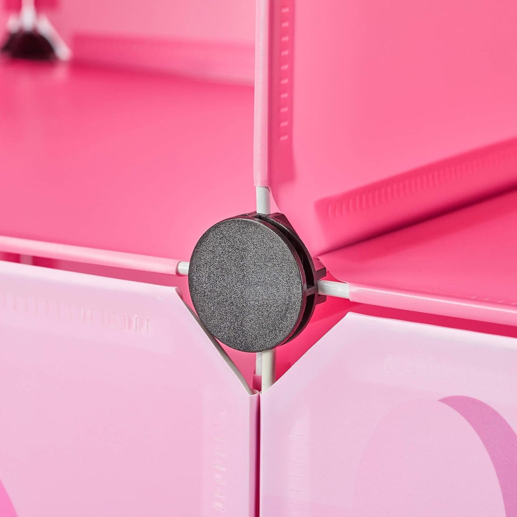 Relaxdays Raft pentru camera copiilor, castelul prințesei, plastic, dulap DIY cu uși, HBT: 128 X 110 X 37 Cm, roz Casute de papusi Naty Shop