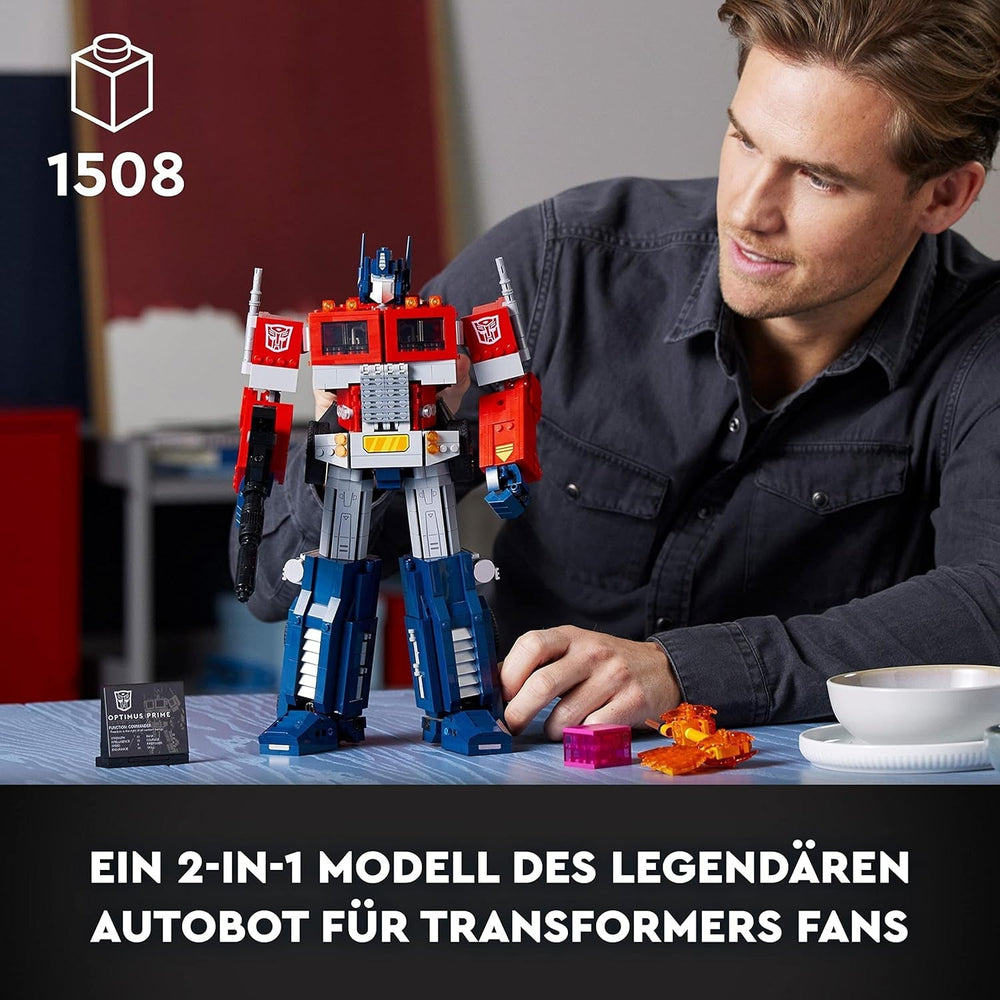 LEGO 10302 Icons Optimus Prime Set, Figura de Robot 2 en 1 y Modelo de Camión, Kit de Modelo de Juguete Transformers para Adultos, Regalo de Cumpleaños o Navidad para Hombres, Mujeres, Ella y Él Juegos de Construcción Besuche den LEGO-Store