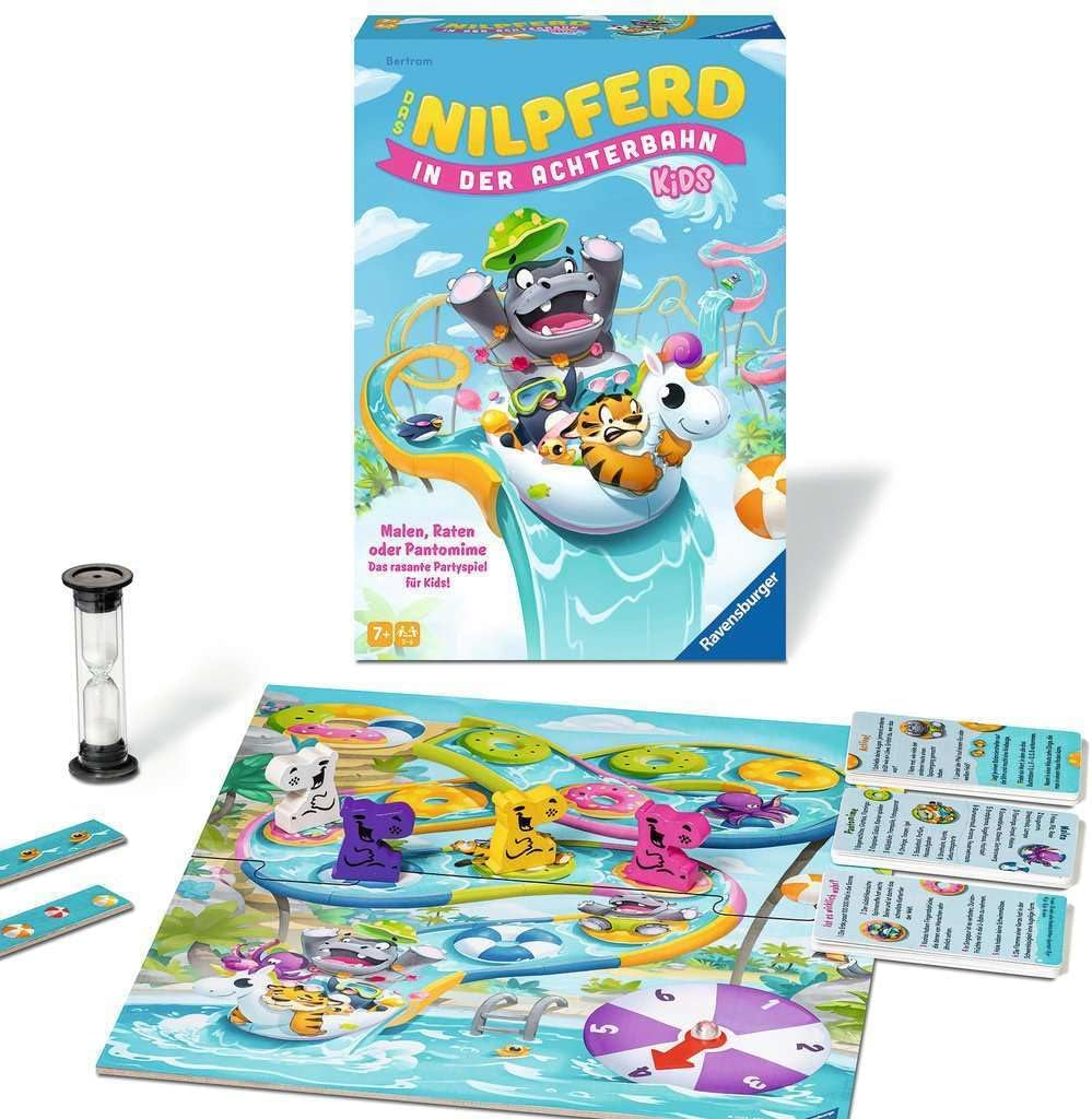Ravensburger 22361 - El hipopótamo de Roller Coaster Kids - Juego de mesa para niños y familias a partir de 7 años para 3-6 jugadores - Juego de fiesta, Juego de Nochevieja, Juego para niños