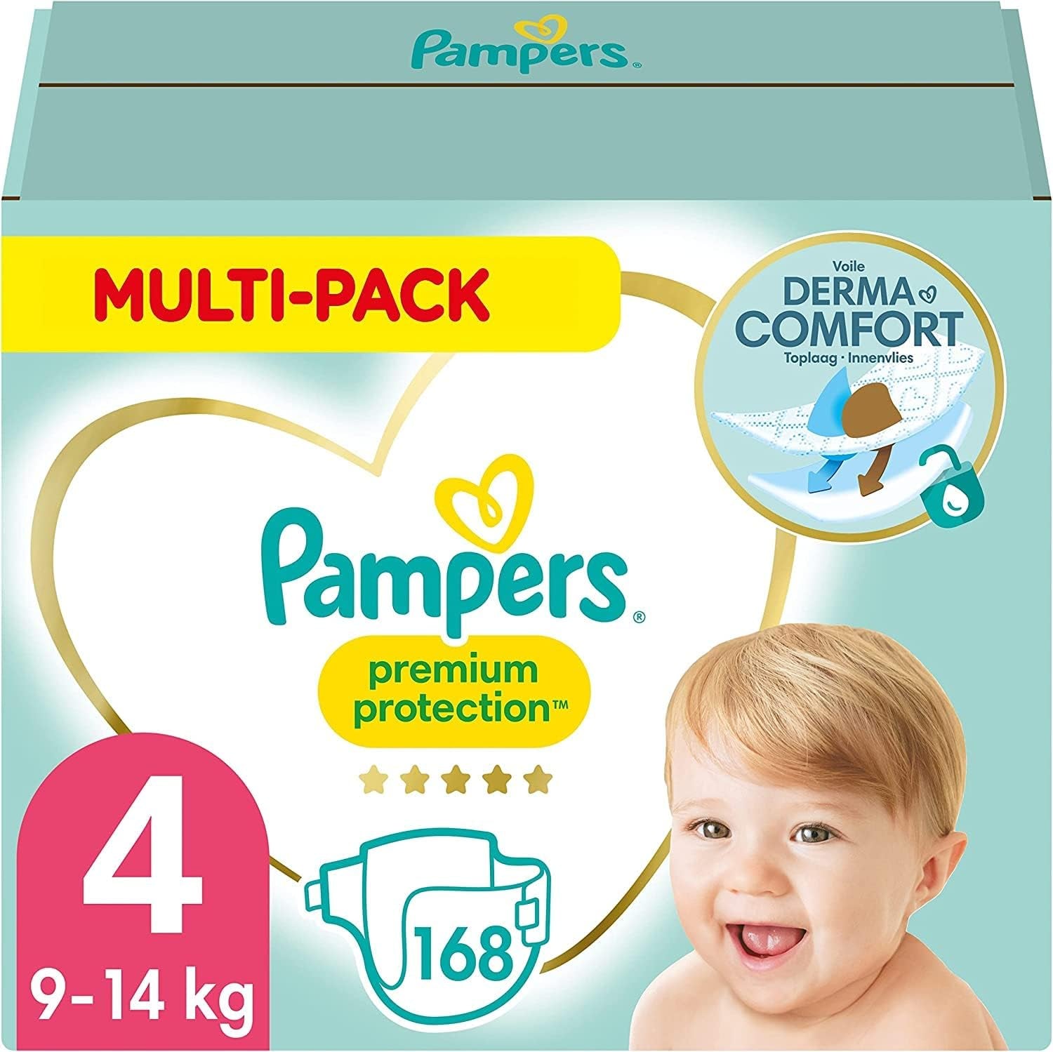 Pampers Premium Protection talla 6, 144 pañales, 13 kg-18 kg, nuestra protección número uno para la piel y las fugas