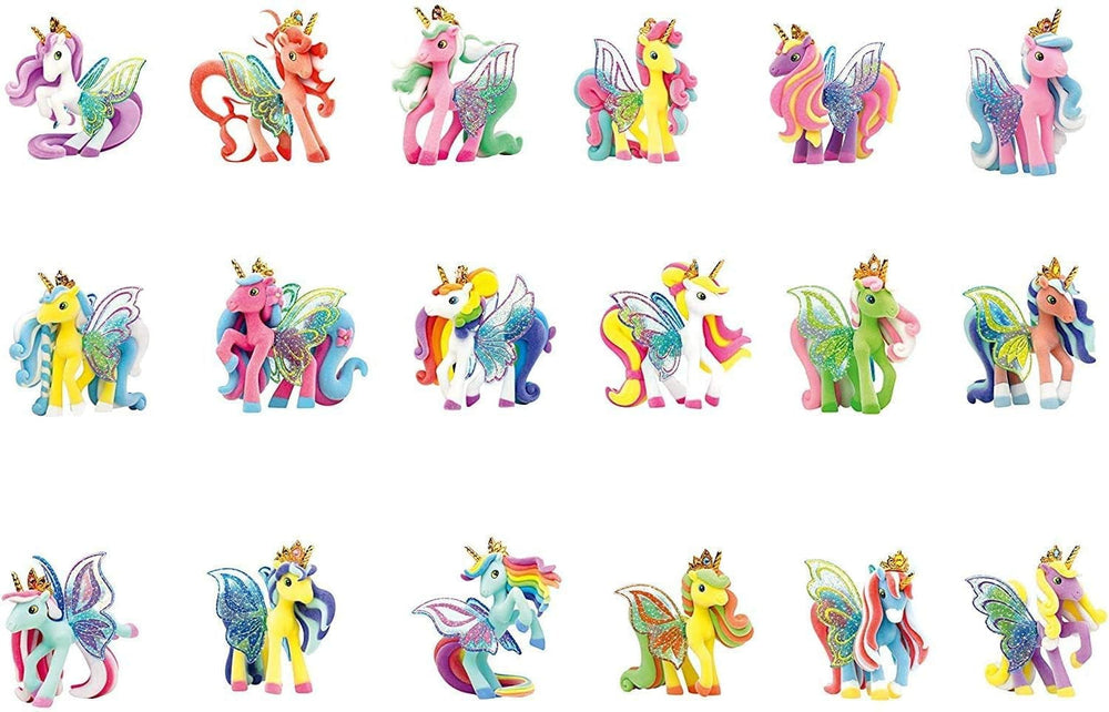 Galupy Unicorn - Pachet de 3 figurine unicorn, jucării unicorn de colecționat, figurine ponei cu aripi strălucitoare și cristal Swarovski Action figures Naty Shop