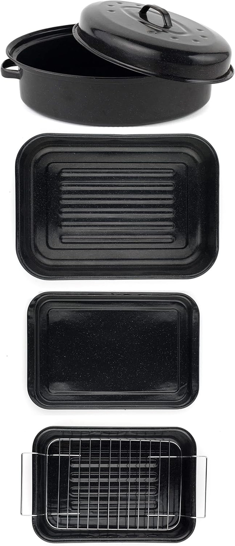 Russell Hobbs CW9161 Romano 34Cm Esmalte Bräter - Mit Gitter, Rechteckige Auflaufform Mit Rost, Spülmaschinenfest Ofenform, Grill Auflaufform, Bratform Für Backofen Ofenbeständig Bis 230 Degree Moldes y bandejas para hornear Naty Shop Einheitsgröße