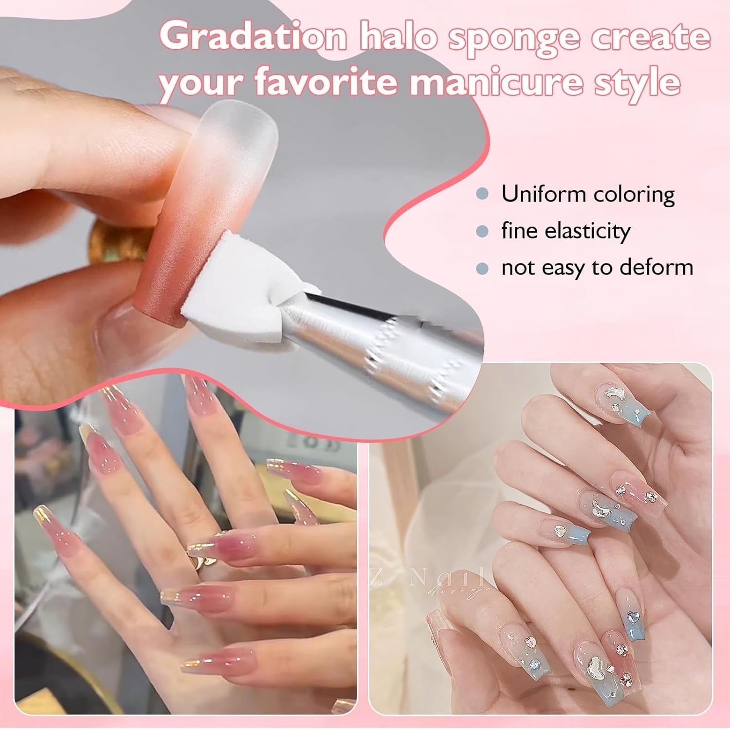 200 Stück Nail Art Schwamm Mit Metallgreifer,Nagelkunst Rendering Werkzeuge Mit Greifer,Sponge Nagel Pinsel,Nageldesign Zubehör Für Nail Art Rendering