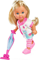 Simba Evi Love Home Puppe - Puppe de tobillo con 2 en 1 Staubsauger, Haushalts Rollenspiel mit Zubehör, kleine Modepuppe zum Spielen, 12 cm, ab 3 Jahre