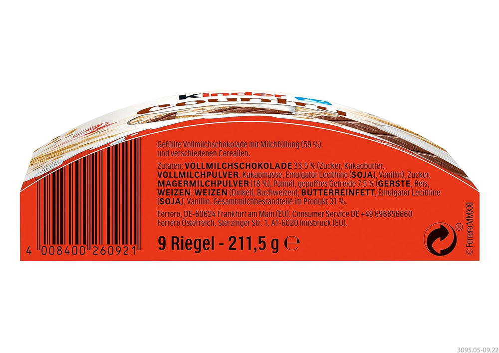 Barritas Kinder Country, 9 barritas, 212 g