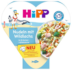 HiPP Nudeln mit Wildlachs in Kräuterrahmsauce (6x250 g), ab 1 Jahr, schonend húmedofgegart, kindgerecht gewürzt, aus nachhaltigtem Fischfang