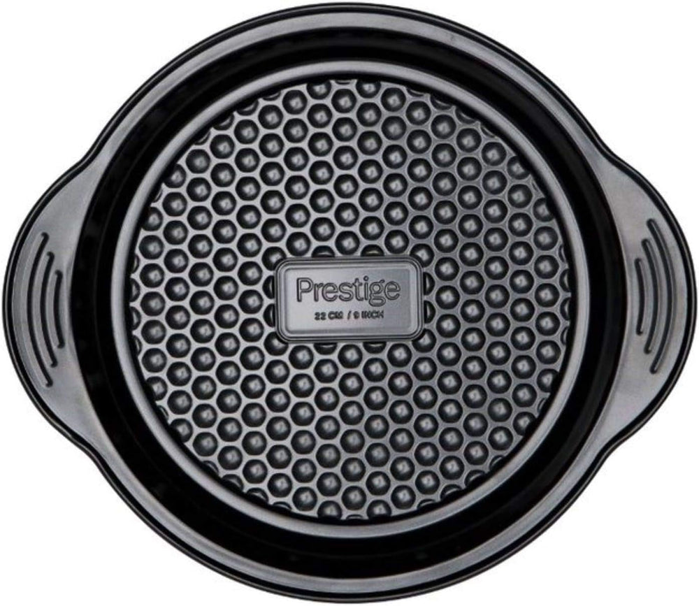 Prestige 48227 Aerolift Muffin Zinn, Acero al Carbono, Schwarz Moldes y bandejas para horno Naty Shop 23Cm Rund Kuchenform