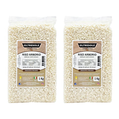 Arroz Arborio Italiano Artesanal, arroz de grano grande y con almidón, ideal para sopas, risottos y ensaladas de arroz, envasado al vacío en 2 bolsas de 1kg