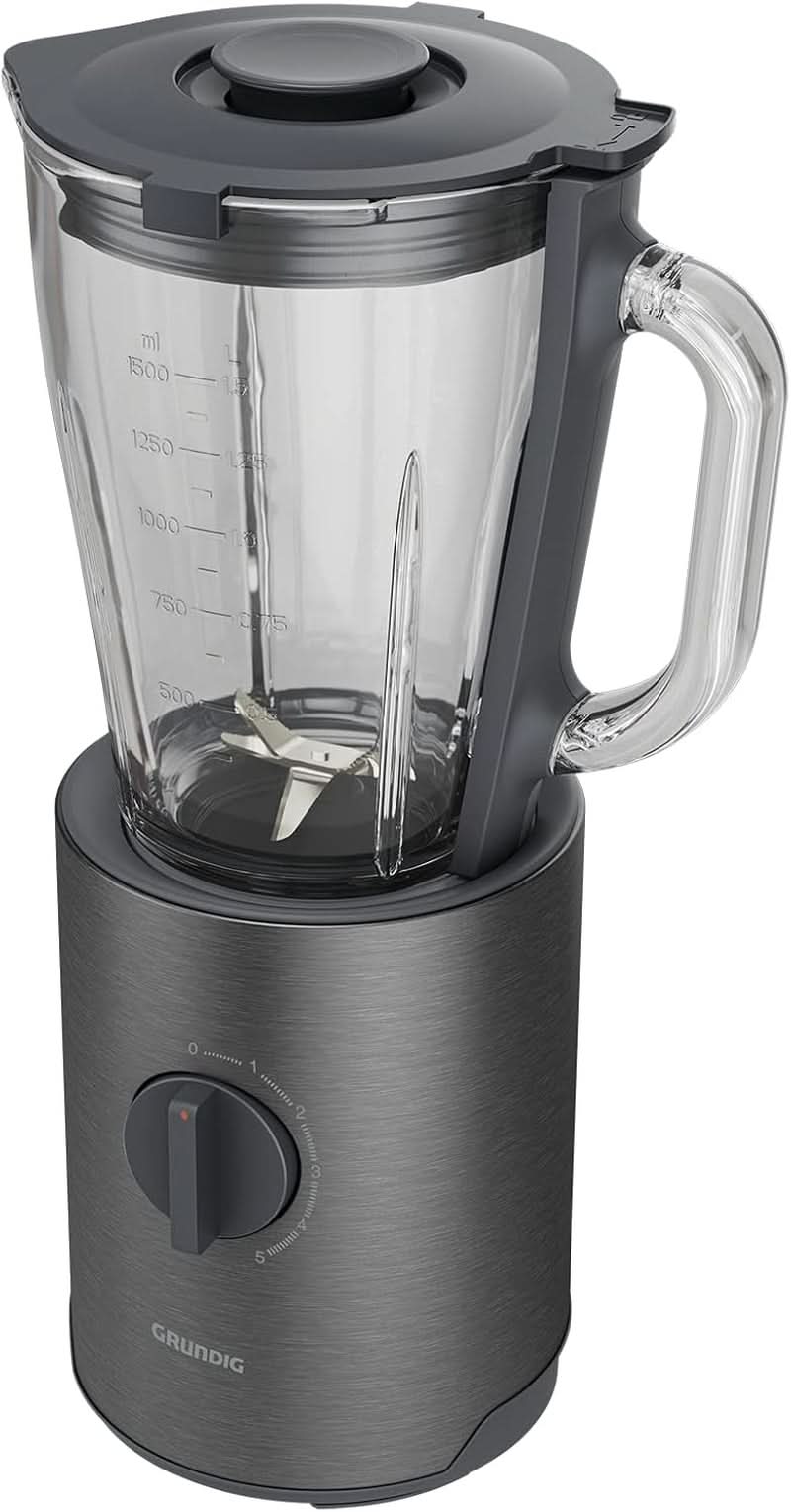Grundig Delisia Novus SM 7140 Professioneller Standmixer, 1,5 Liter, 800 Watt, 6-Fach Edelstahlmesser Mit Zirkonium-Beschichtung, 5 Geschwindigkeitsstufen + Pulse-Funktion, Dark Inox/Edelstahl Bucatarie Naty Shop