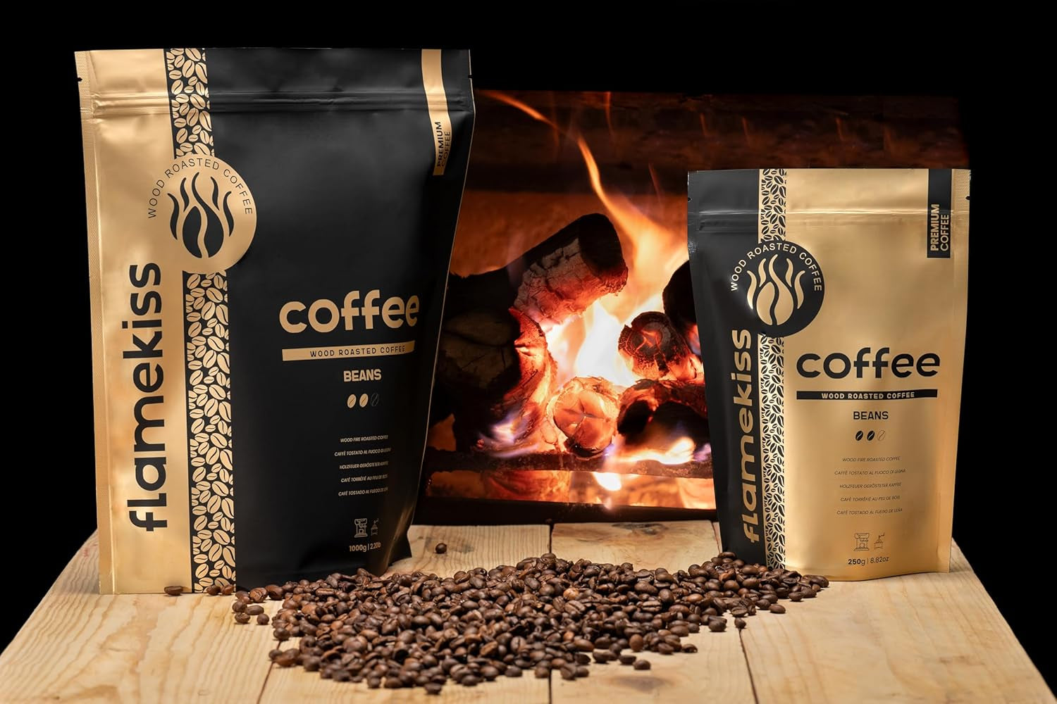 Boabe de cafea 1 kg – Boabe de espresso Arabica și Robusta de înaltă calitate, prăjite manual la foc de lemne, pentru o experiență bogată și aromatică a cafelei din boabe întregi