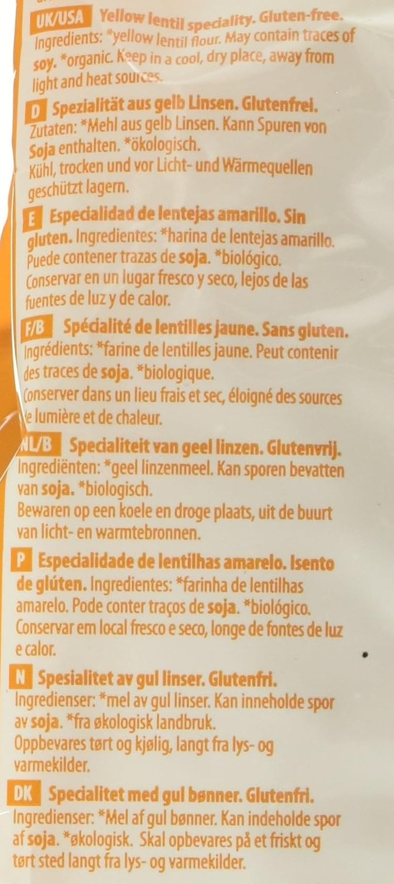 Penne de lentejas amarillas, paquete de 12 (12 x 250 g)