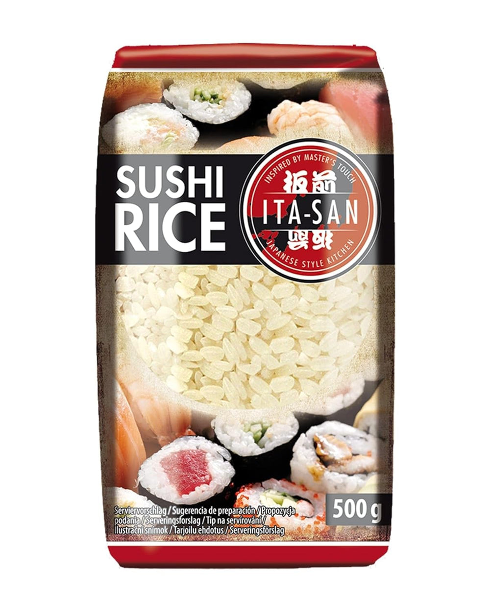 ITA-SAN Arroz para Sushi, Grano Redondo, Primera Calidad, Variedad 100% Puro, Fácil y Rápida Preparación, Vegano, Halal, Sin Gluten (1 x 500g)
