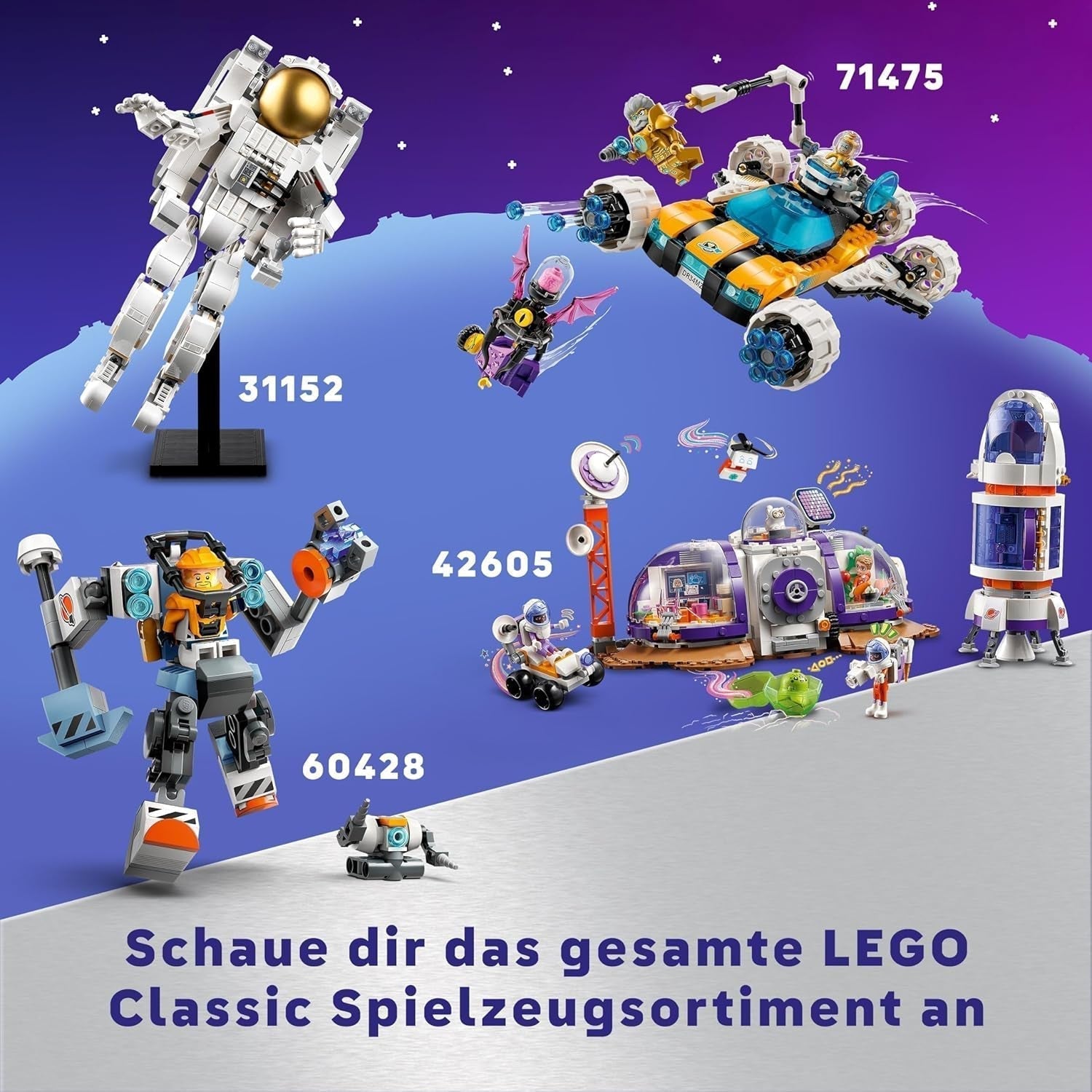 LEGO Classic Creative Space Planets Modelo de construcción del sistema solar para niños Juguete espacial con cohete Nave espacial Planetas y extraterrestres Regalo para niños de 5 años Niños y niñas 11037 Juegos de construcción Beuche den LEGO-Store
