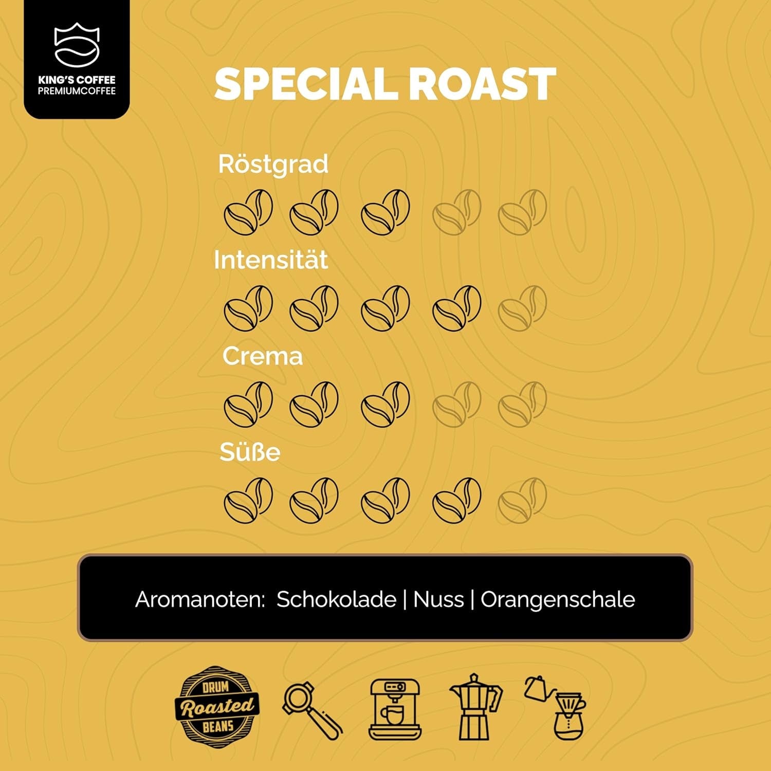 KING'S COFFEE - PRĂJIRE SPECIALĂ - 1 kg Boabe Espresso Premium Barista - Cafea cu Aciditate Scăzută - Prăjire în Loturi Mici din Italia - Cel mai fin amestec Arabica-Robusta pentru aparate complet automate și portafiltru