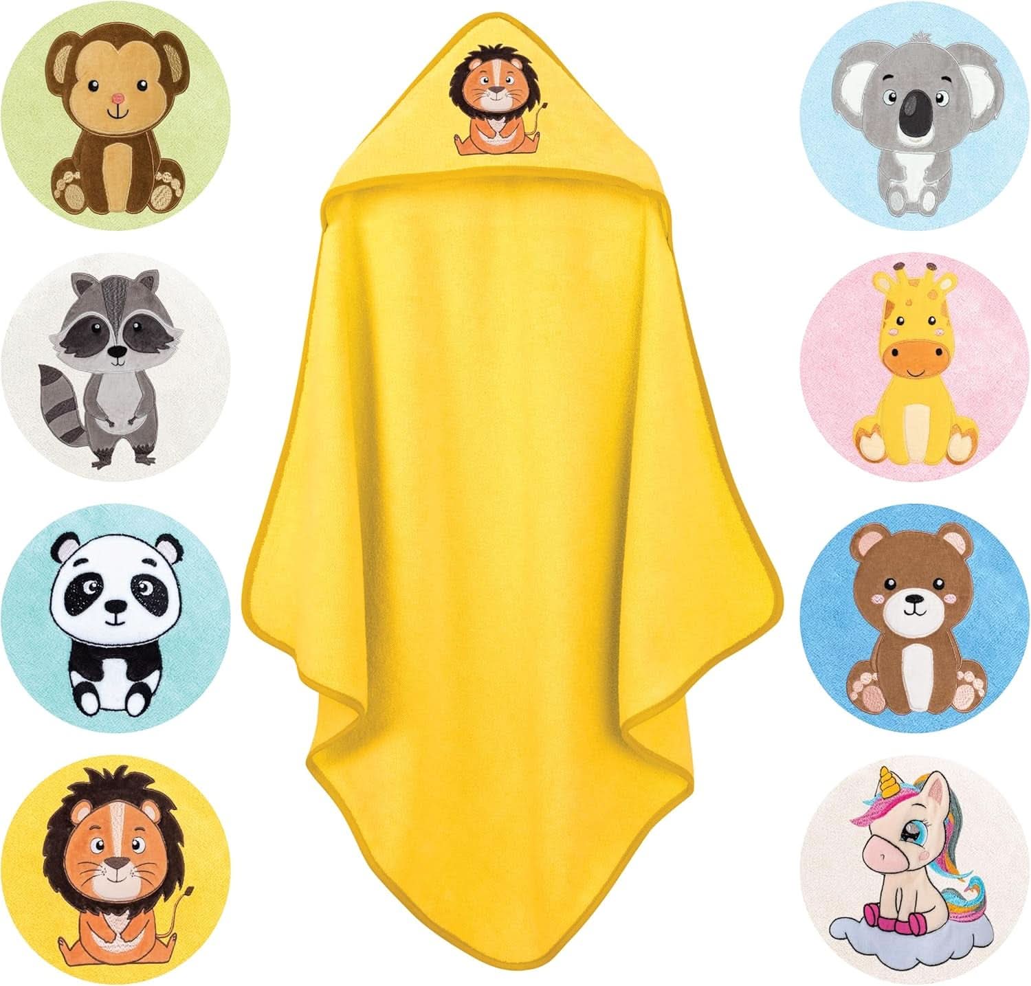 LAYNENBURG Toalla de baño con capucha Premium Baby, 100% algodón - Oeko TEX, 80 x 80 cm Madre e Hijo Naty Shop Amarillo, leu