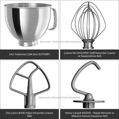 Batidora de bol KitchenAid Artisan 5KSM125EER, 300W, 4,8L Naty Shop