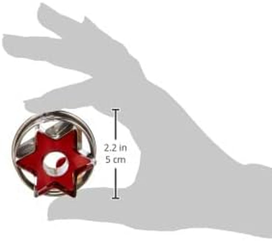 Städter 966322 Formă de biscuiți cu ejector, Stea exterioară, Oțel inoxidabil, Argintiu/Roșu, 4,8 x 4,8 x 4,8 cm