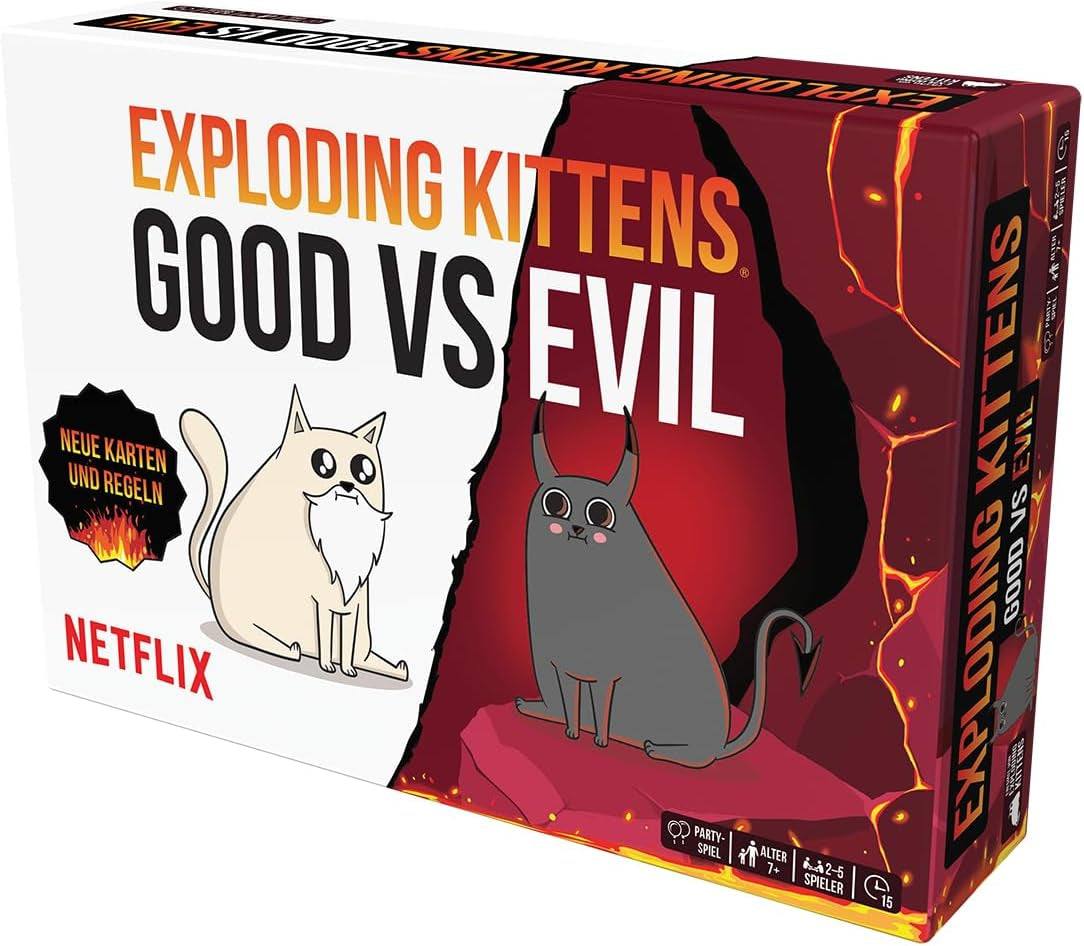 Gatitos Explosivos, Gatitos Explosivos – Bueno Vs. Evil, Party Game, Juego de cartas, 2-5 jugadores, A partir de 7 años, 15 minutos, Alemán