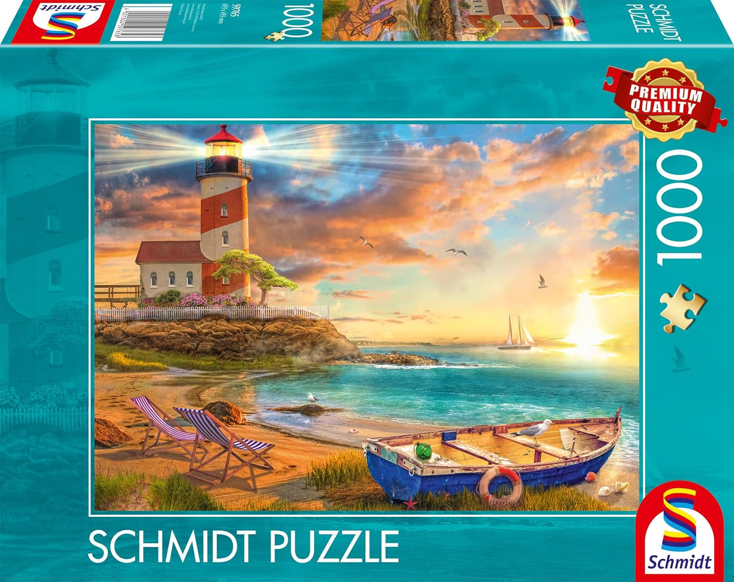 Schmidt Spiele 59765 Puesta de sol en la bahía del faro, rompecabezas de 1000 piezas, rompecabezas colorido Naty Shop Título predeterminado