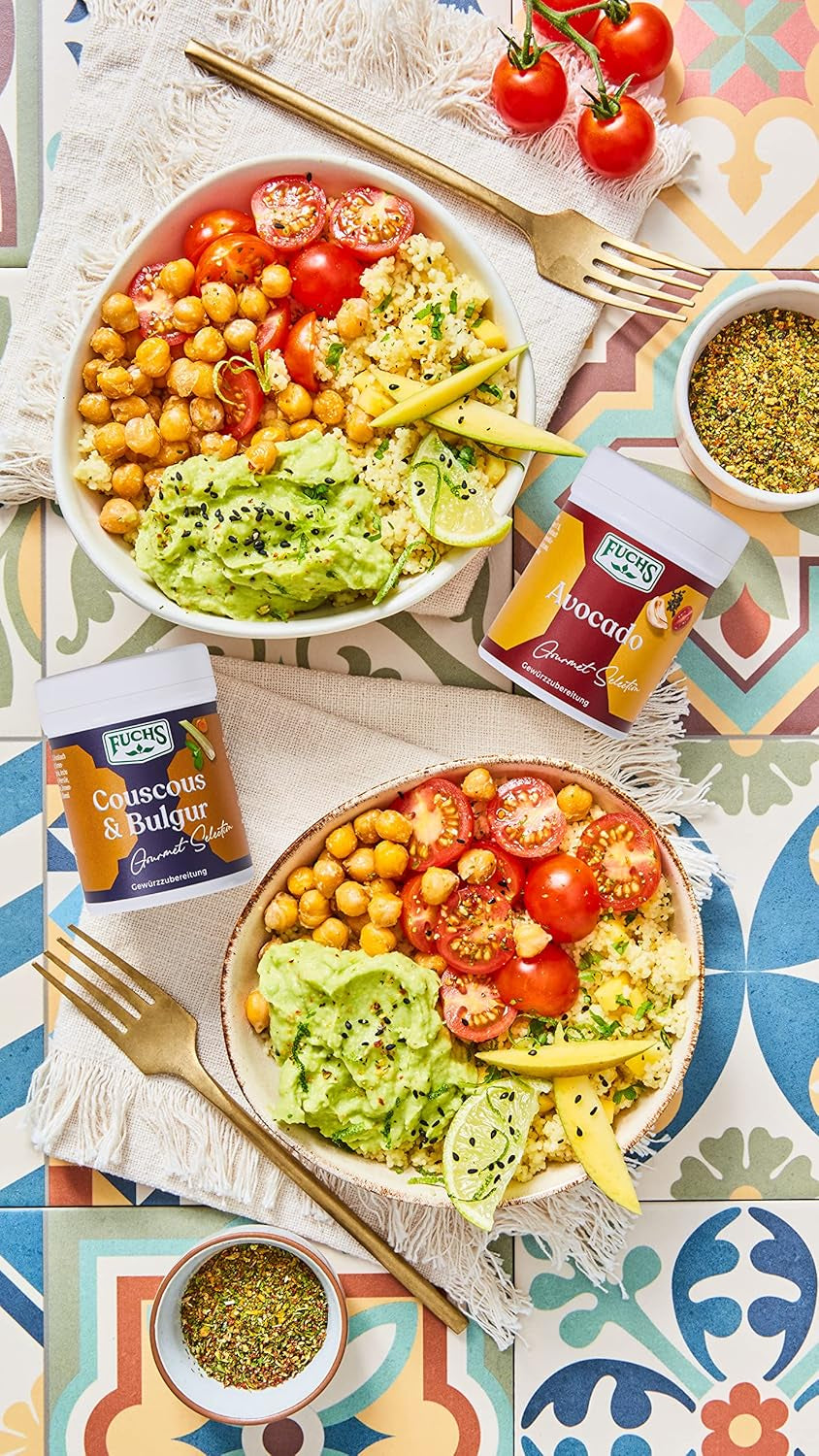 Fuchs Spices Gourmet Selection Medio Oriente/África - Mezcla de Especias para Cuscús y Bulgur Mezcla de Especias Recargable para Condimentar Platos de Bulgur Vegano 55g