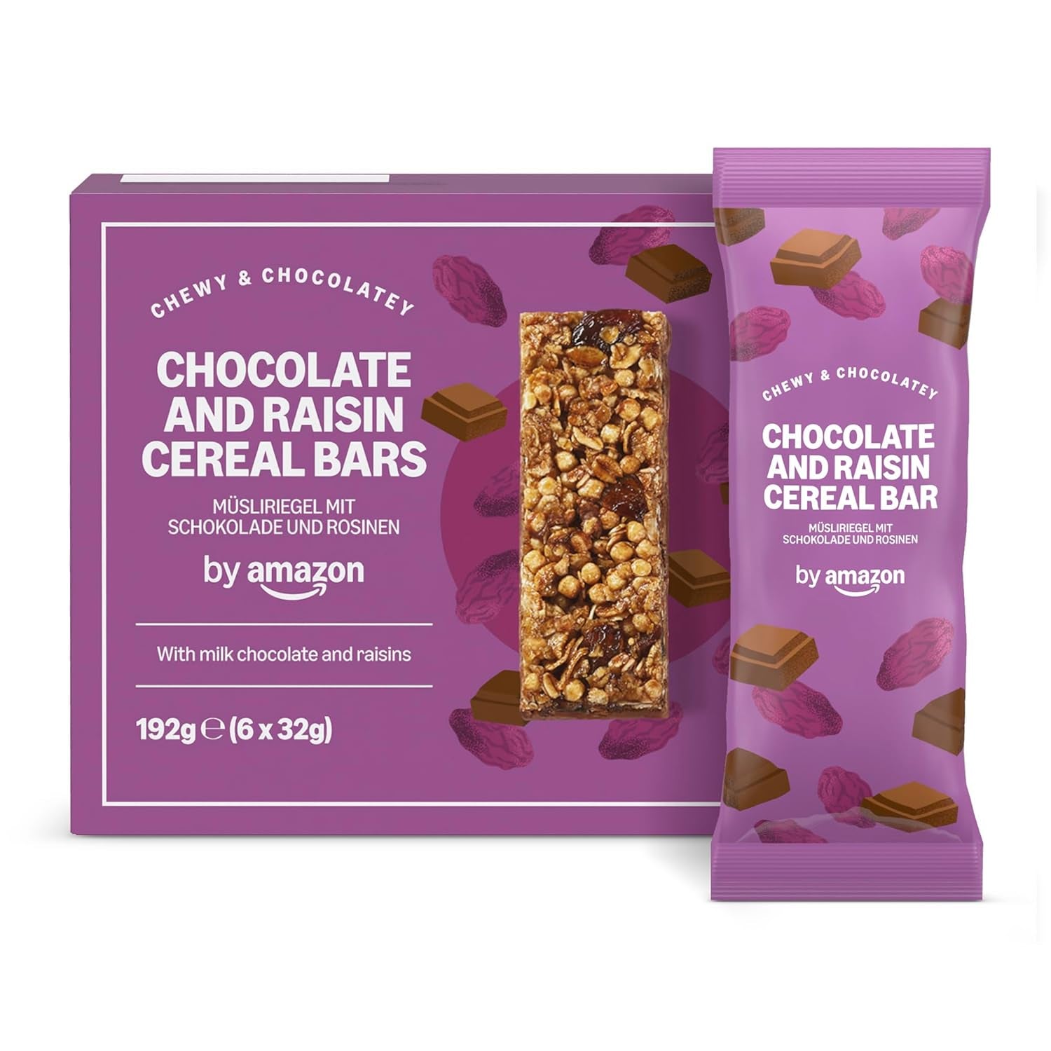 Barra de muesli con chocolate y pasas del Amazonas, 192g
