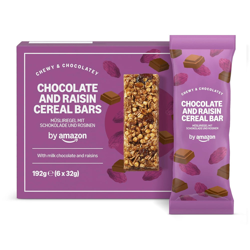Barra de muesli con chocolate y pasas del Amazonas, 192g