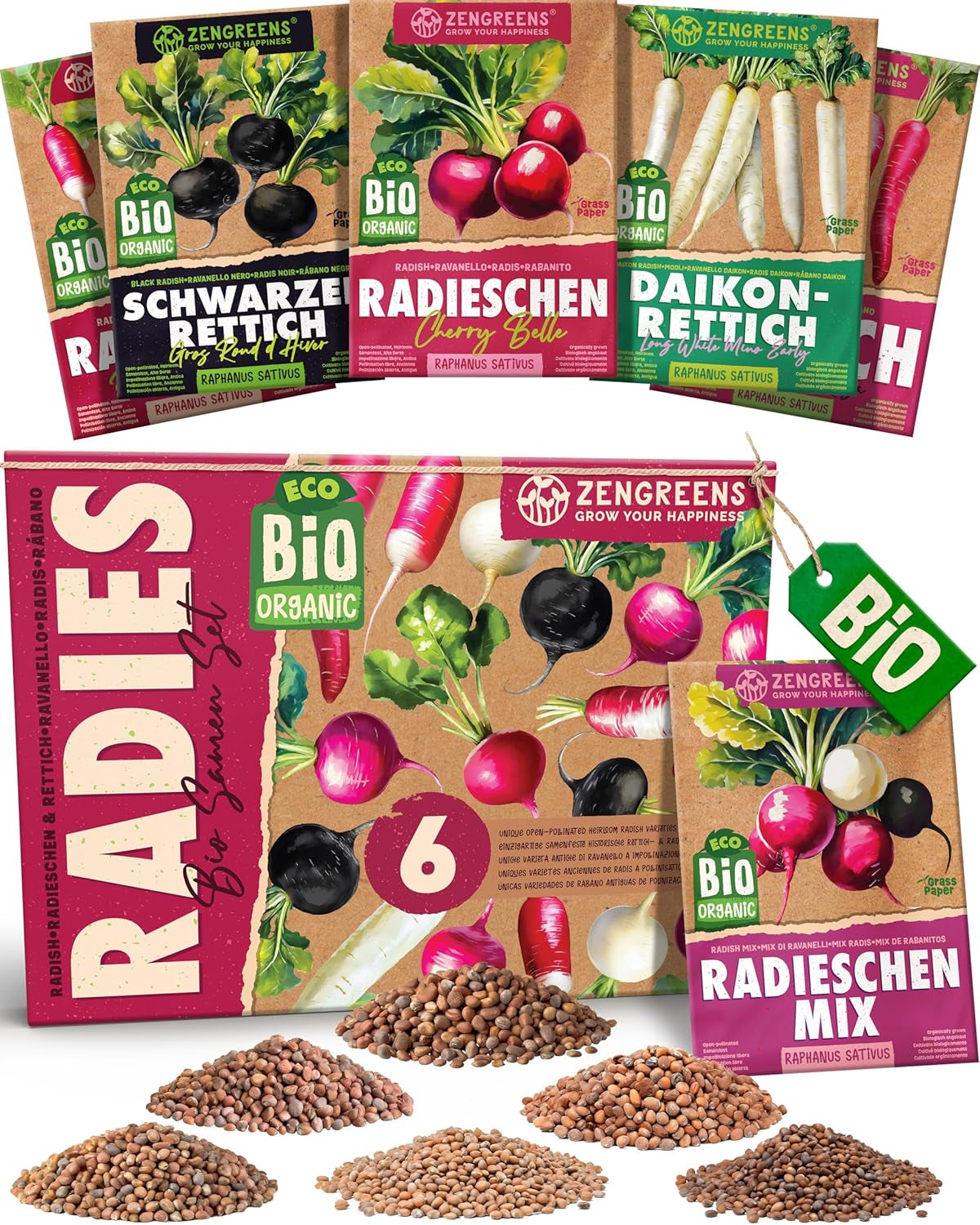 Semillas de Albahaca Orgánicas en un Juego de 6 - 6 Semillas de Albahaca para un fácil Cultivo en el jardín, balcón o Cama elevada - Semillas de Plantas - Plántulas