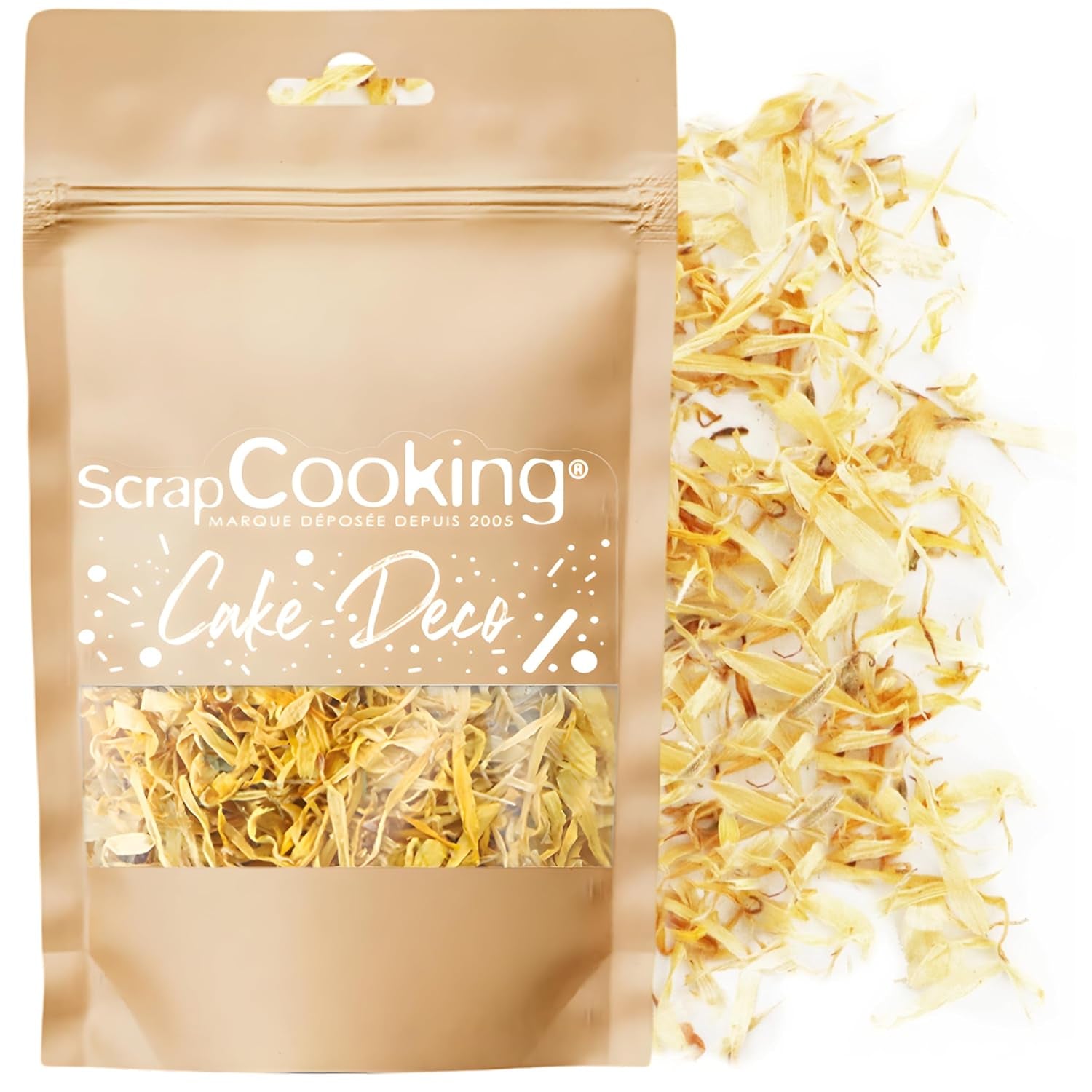 ScrapCooking - Caléndulas secas 3,5 g - Flores comestibles - Decoraciones alimentarias para hornear - Para postres, pasteles, tartas, magdalenas - Navidad, primavera, cumpleaños - Amarillo dorado - 7471