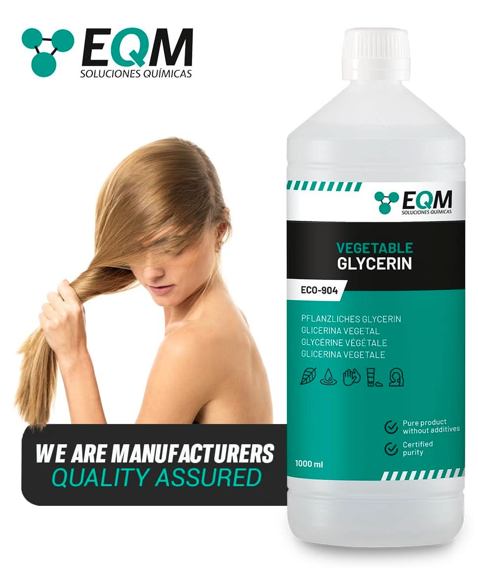 Glicerina vegetal, 100% natural, hidratante natural para cabello y piel, ideal para jabones, champús, cremas, 1 litro Ducha y baño Naty Shop