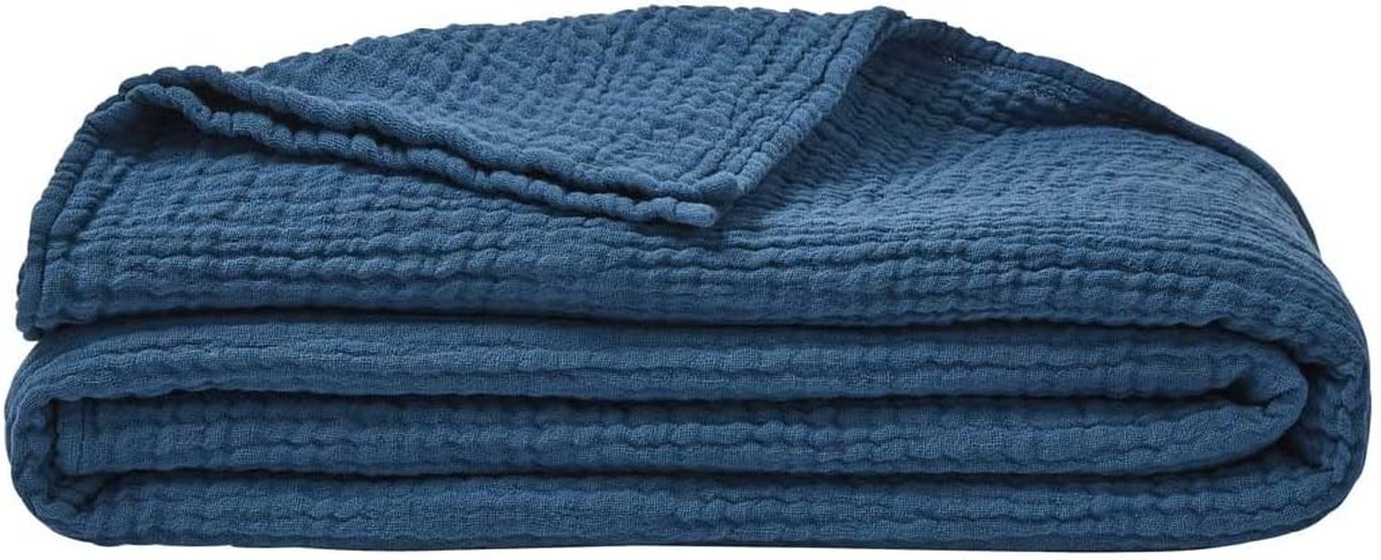 ESSIX Plaid, Monocolor, Fabricat din tifon de bumbac, Jazzy, 130 X 170 Cm Plapumi si pilote Naty Shop Albastru - Benzină