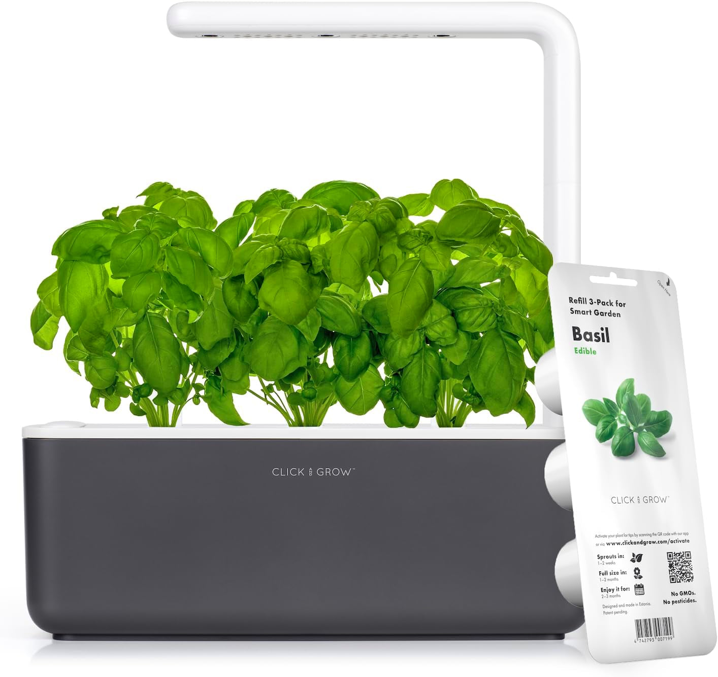 Click and Grow Growbox, Smart Garden, más fácil que el sistema de cultivo hidropónico, jardín interior, jardín de hierbas, invernadero interior con 3 cápsulas vegetales incluidas, color blanco