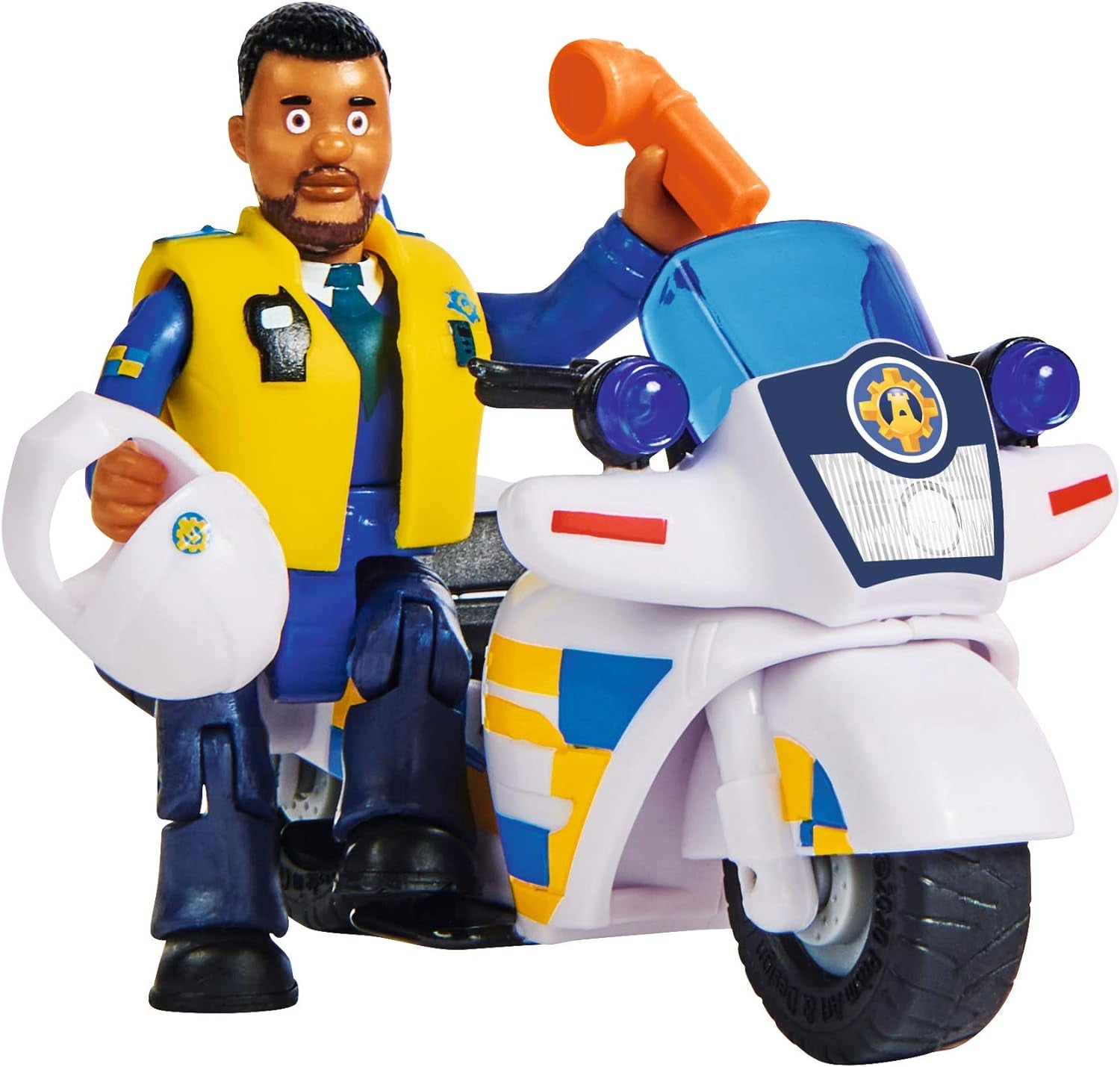 Simba 109251092 - Moto de policía Sam el Bombero, Con figura de Malcolm, Con accesorios, Temporada 12, A partir de 3 años Figuras de acción Naty Shop