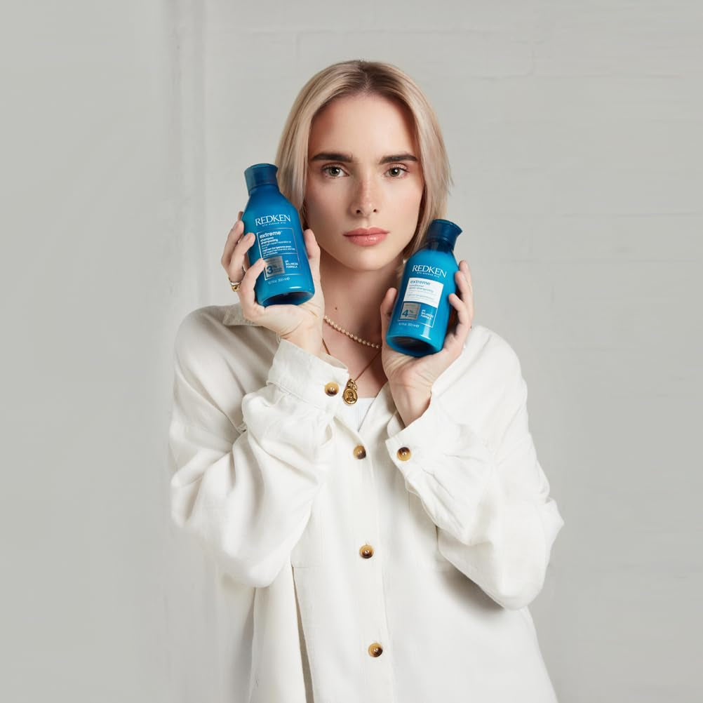 Redken Mască intensivă pentru păr pentru toate tipurile de păr deteriorat, repară și regenerează, anti-rupere, Mască Extreme Strength Builder Plus, 1 x 250 ml Masca de par Naty Shop