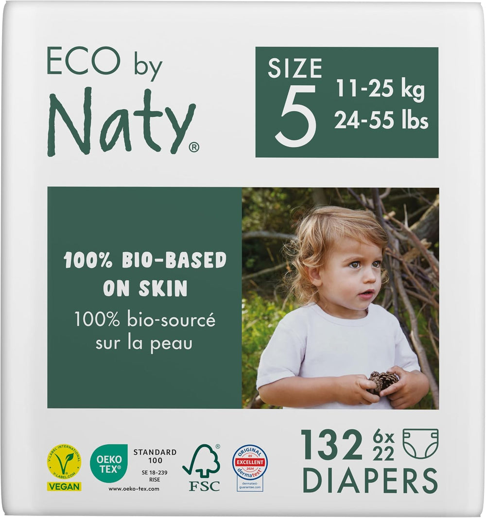 Pañales Eco Eco by Naty Baby Eco Pañales: pañales orgánicos de primera calidad, ecológicos, elaborados con materiales de origen vegetal, ideales para la piel sensible del bebé (tamaño 5 - 80 piezas)
