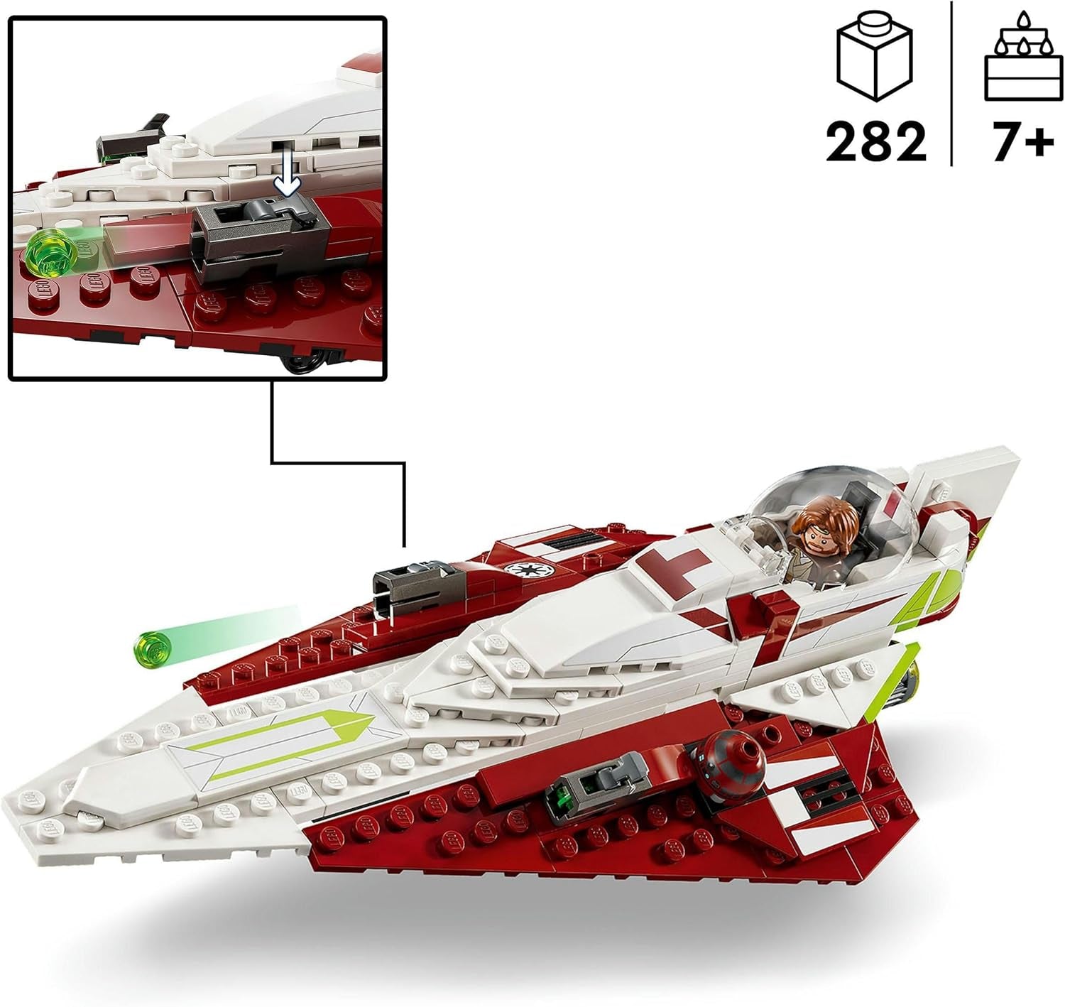 LEGO Star Wars Jedi Starfighter Obi-Wan Kenobi, juguete para construir con Taun We, figura de droide y sable de luz, set El ataque de los clones 75333 Juegos de construcción Besuche den LEGO-Store
