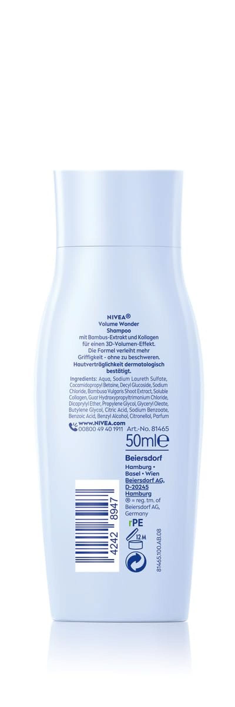 NIVEA Volume Wonder Champú fortalecedor, champú voluminizador, 50 ml Ducha y baño Naty Shop
